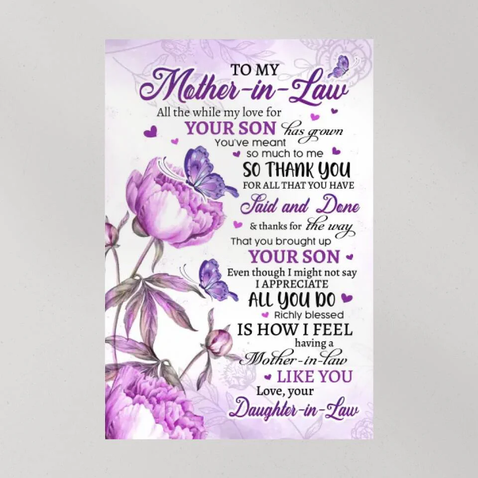 Thank You My Mother-in-Law Custom Canvas Poster Mother's Day Gift - Image 8