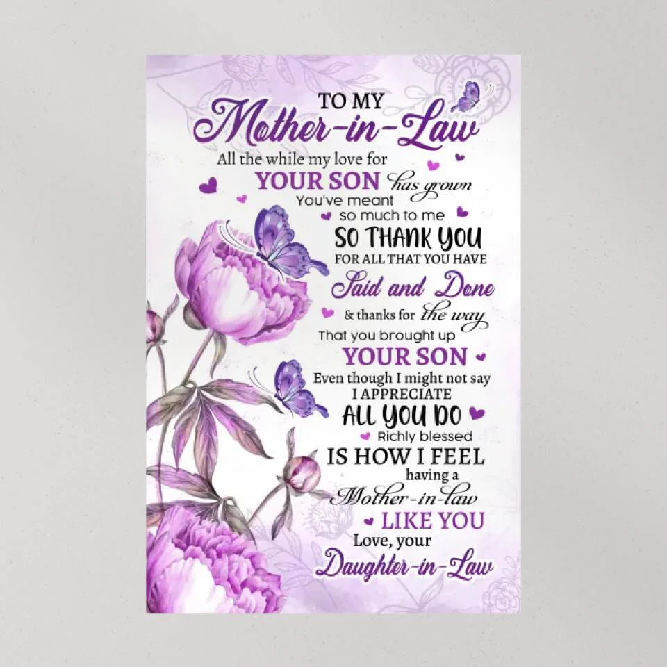 Thank You My Mother-in-Law Custom Canvas Poster Mother's Day Gift - Image 9