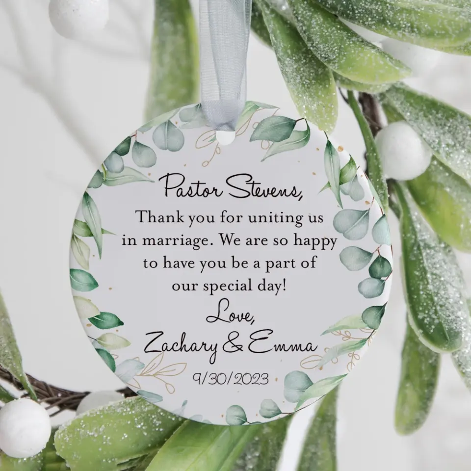 Thank you Pastor For Uniting Us In Marriage Personalized Ornament - Image 6