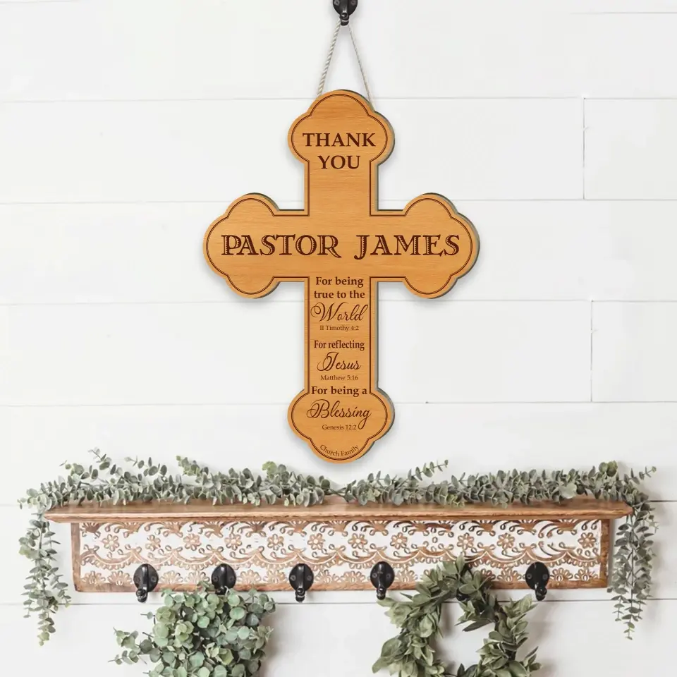 Thank You Pastor For Being True To The World Wooden Sign - Image 6
