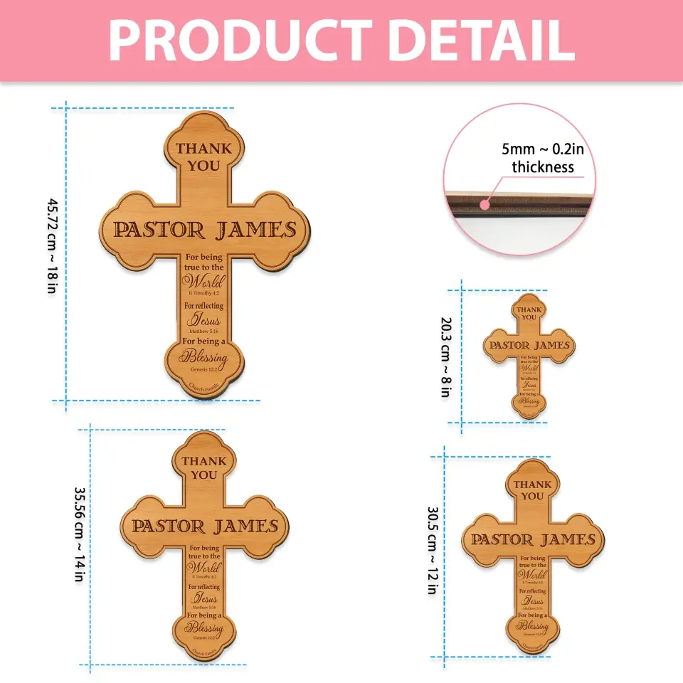 Thank You Pastor For Being True To The World Wooden Sign - Image 7