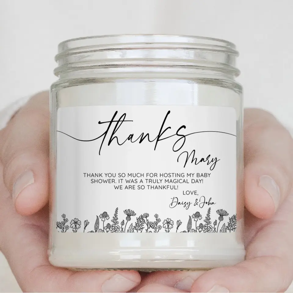 Thank You So Much For Hosting My Baby Shower Personalized Scented Candle - Image 3