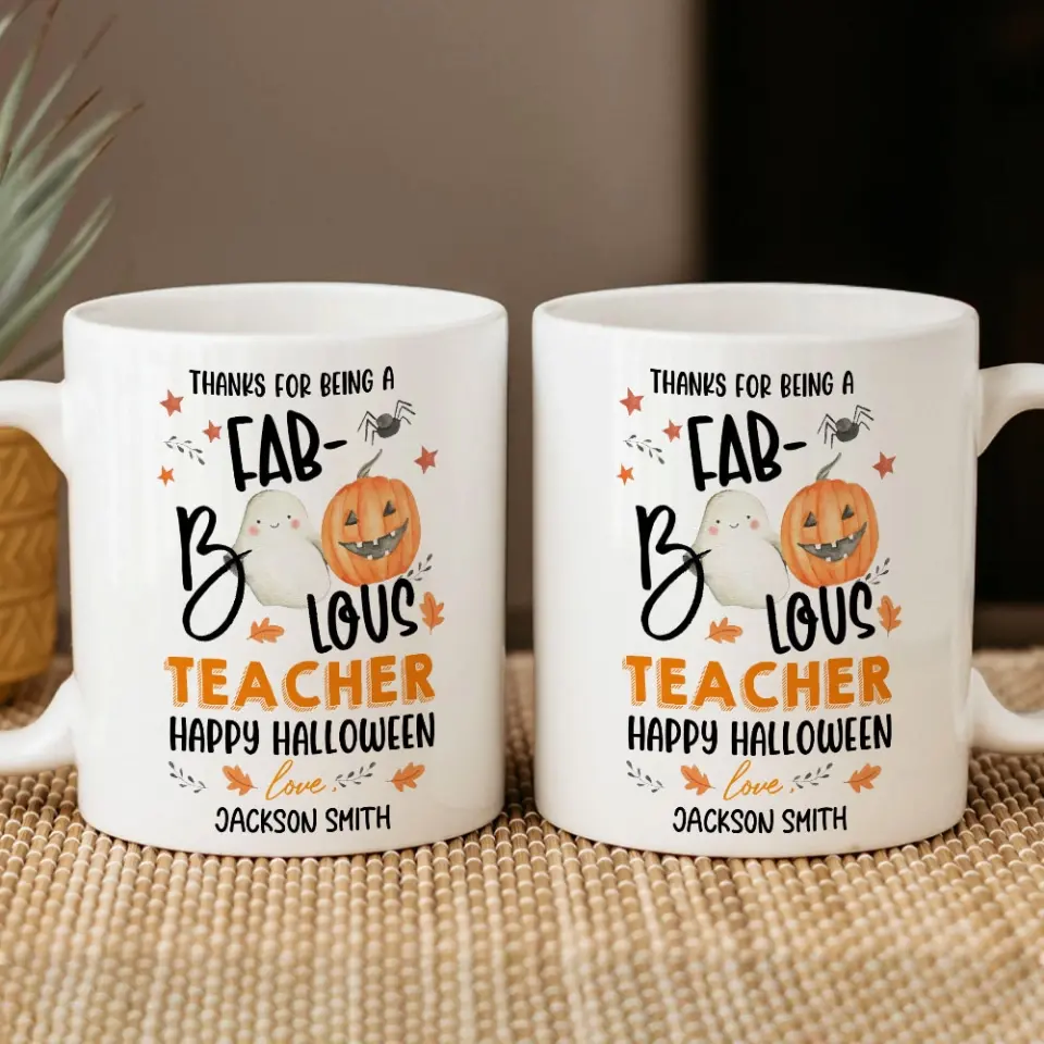 Thanks For Being A Faboolous Teacher - Personalized White Mug - Image 4