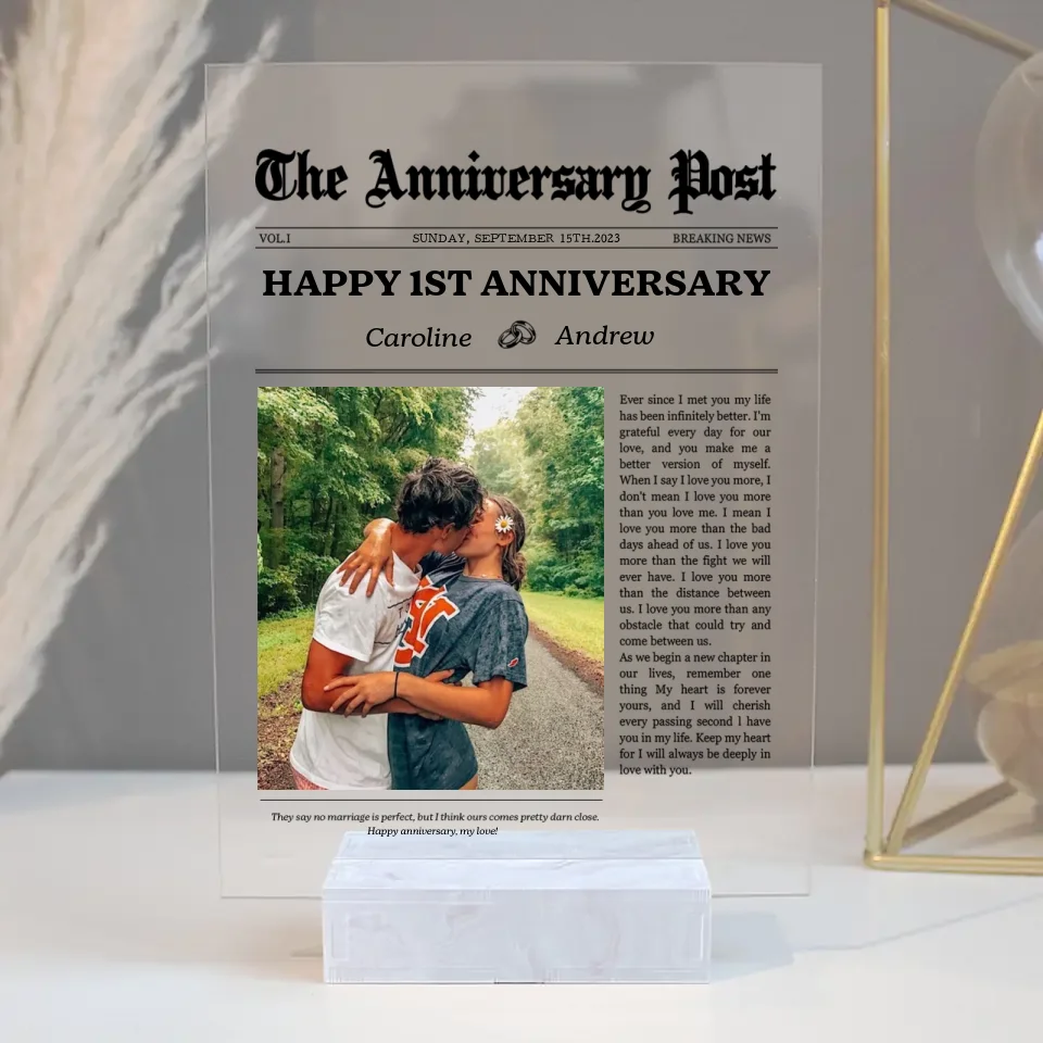 The Anniversary Post Breaking News - Acrylic Plaque - Anniversary Gift For Couple - Image 2