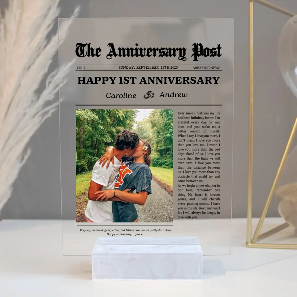 The Anniversary Post Breaking News - Acrylic Plaque - Anniversary Gift For Couple - Image 3