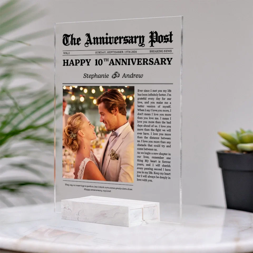 The Anniversary Post Breaking News - Acrylic Plaque - Anniversary Gift For Couple - Image 6