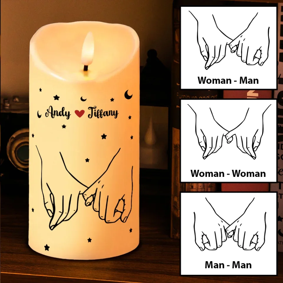The Day I Met You I Found My Missing Piece - Hand in Hand - Personalized Led Candle - Anniversary, Wedding, Christmas Gift for Couples, Her Him, Husband, Wife, Boyfriend, Girlfriend - Image 6