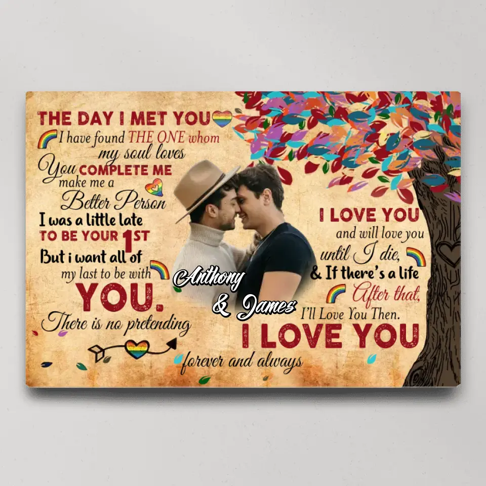 Personalized Valentine Gifts - The Day I Met You I'll Love You Then - Custom Canvas Poster - Valentine's Gift For LGBT Couples - Image 3
