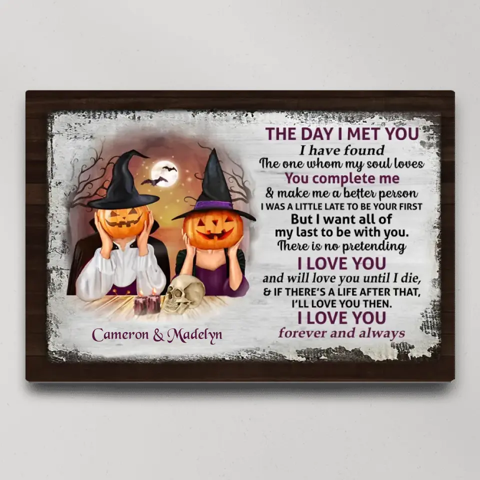 The Day I Met You, Personalized Canvas Poster Wall Art, Halloween Gift For Couple | 309IHPNPCA299 - Image 3