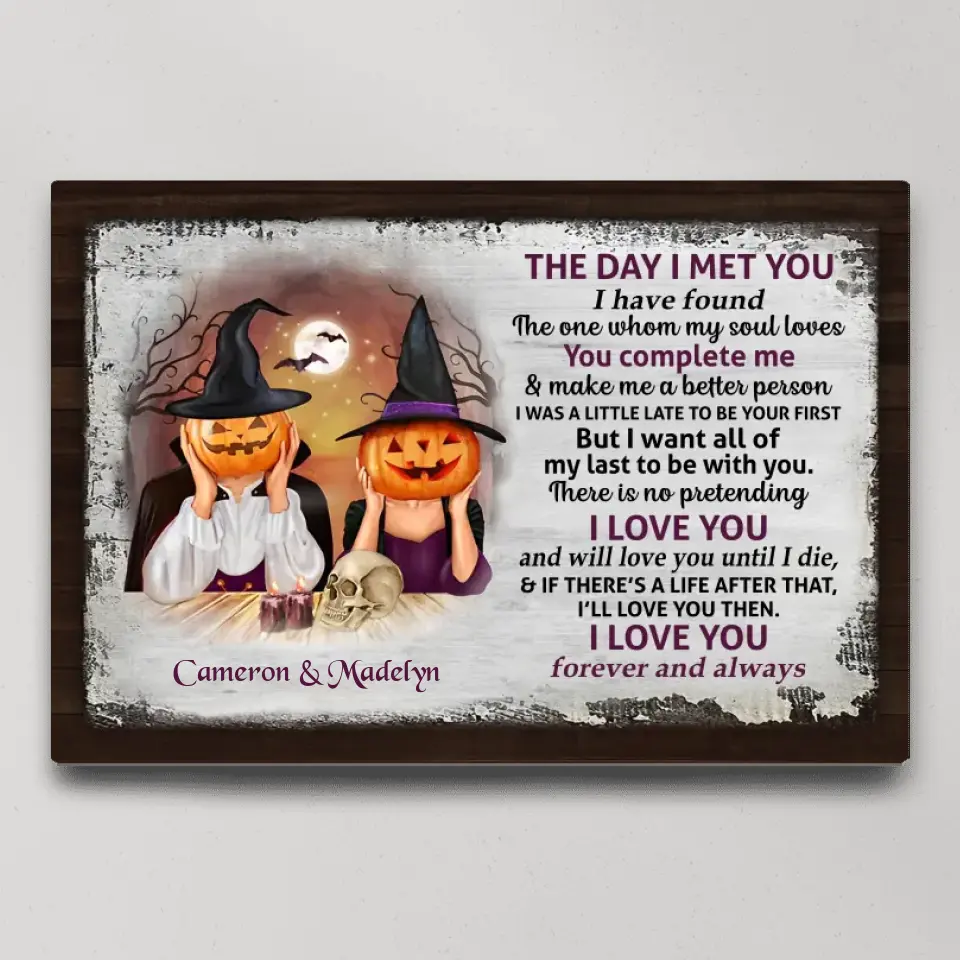 The Day I Met You, Personalized Canvas Poster Wall Art, Halloween Gift For Couple | 309IHPNPCA299 - Image 4