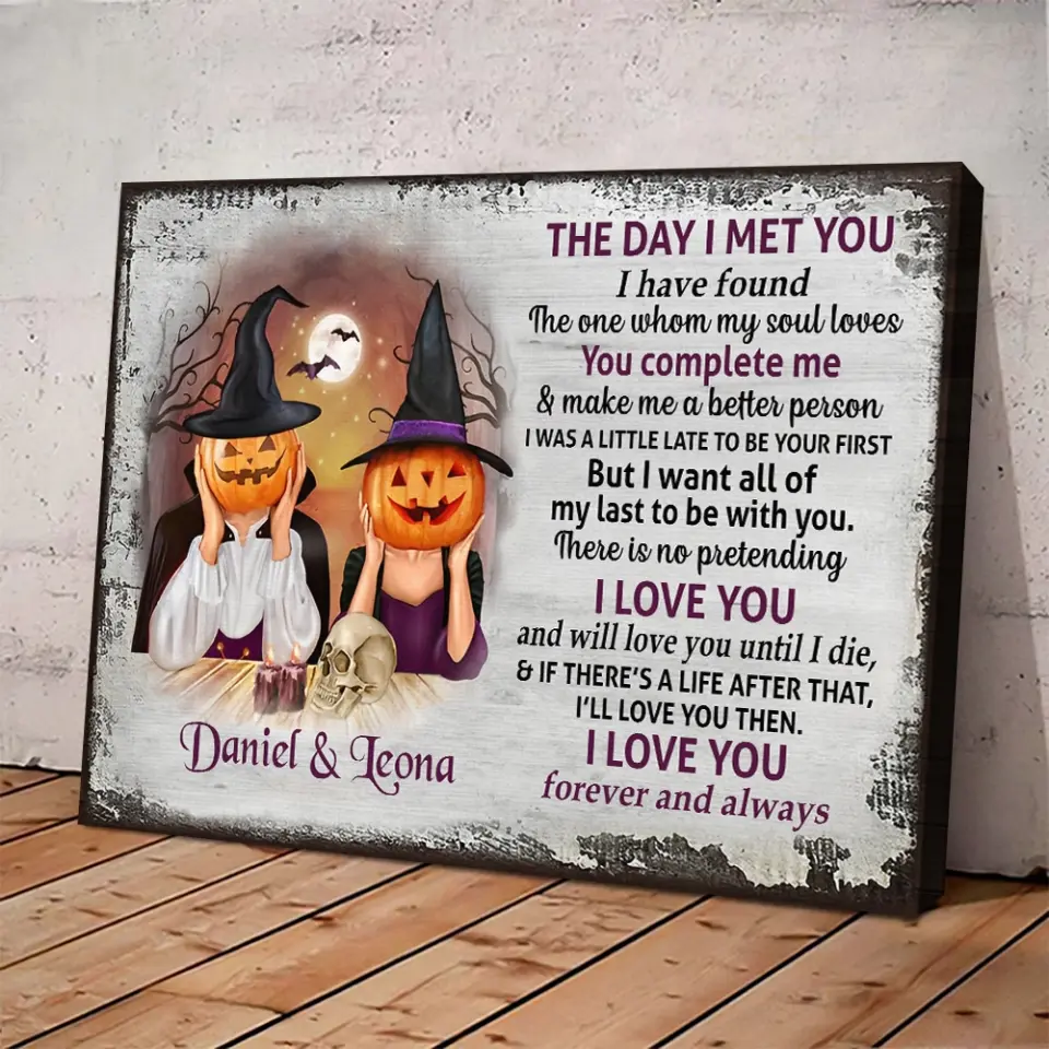 The Day I Met You, Personalized Canvas Poster Wall Art, Halloween Gift For Couple | 309IHPNPCA299 - Image 5