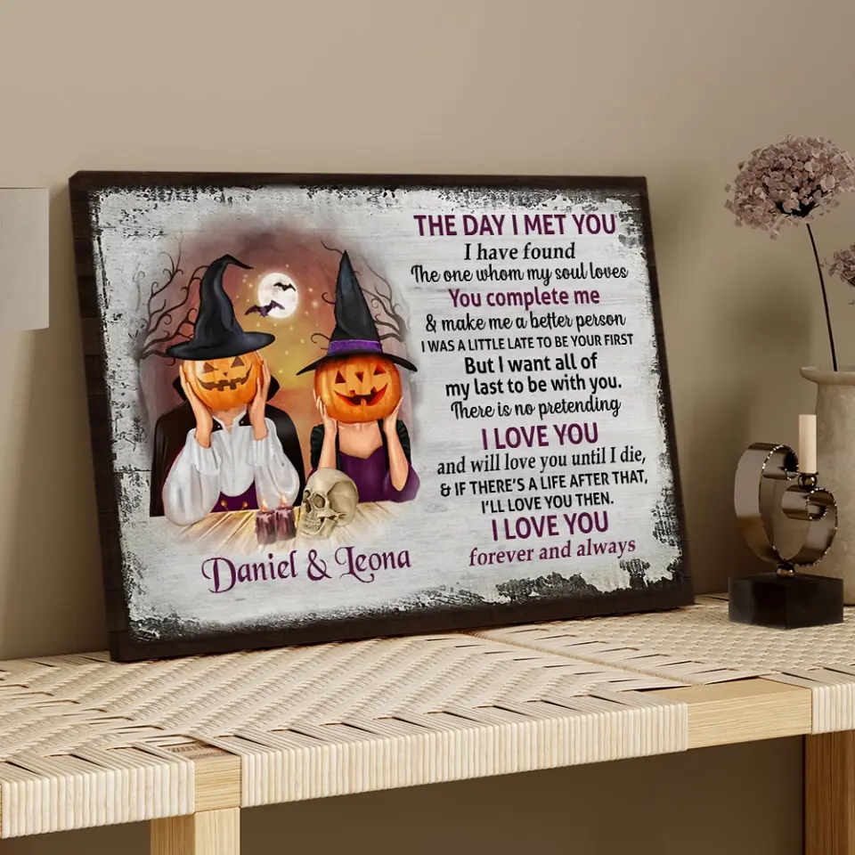 The Day I Met You, Personalized Canvas Poster Wall Art, Halloween Gift For Couple | 309IHPNPCA299 - Image 6