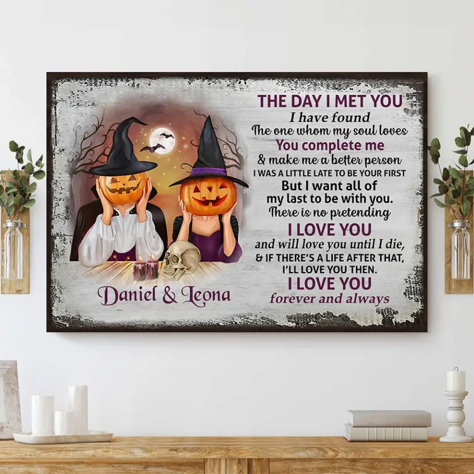 The Day I Met You, Personalized Canvas Poster Wall Art, Halloween Gift For Couple | 309IHPNPCA299 - Image 7