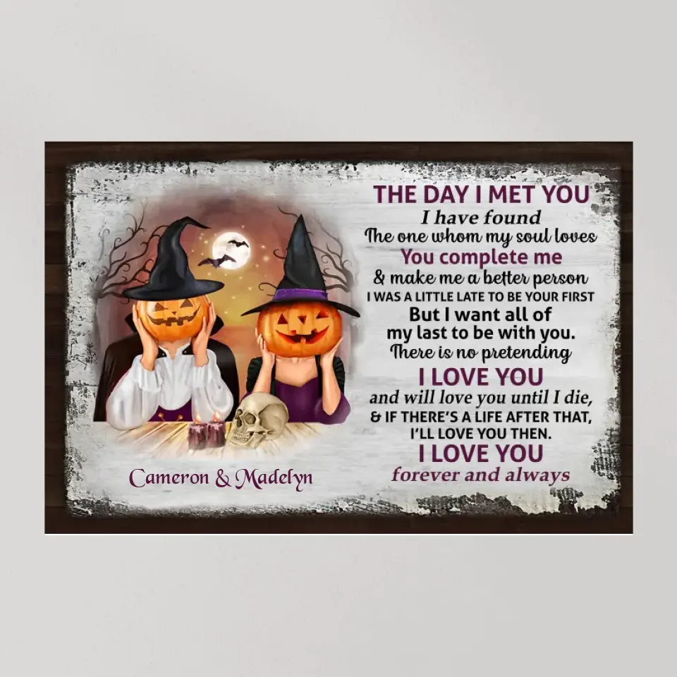 The Day I Met You, Personalized Canvas Poster Wall Art, Halloween Gift For Couple | 309IHPNPCA299 - Image 9