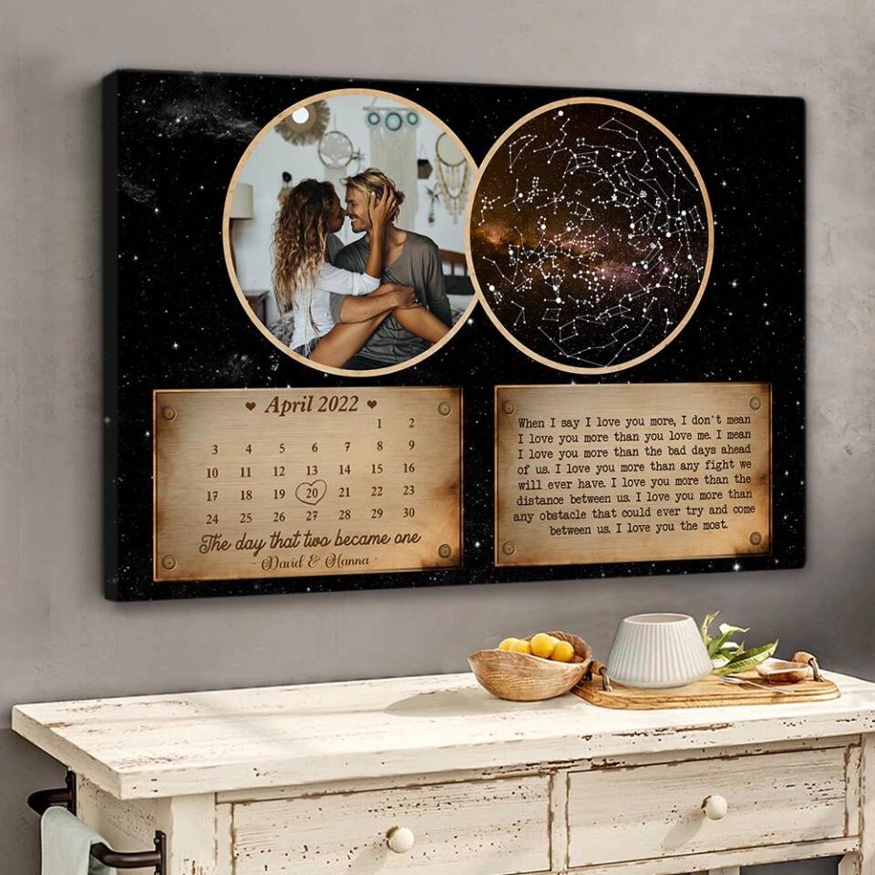 Personalized Valentine Gifts - The Day That Two Become One Custom Star Map Canvas Poster Anniversary Gift For Couples - Image 5