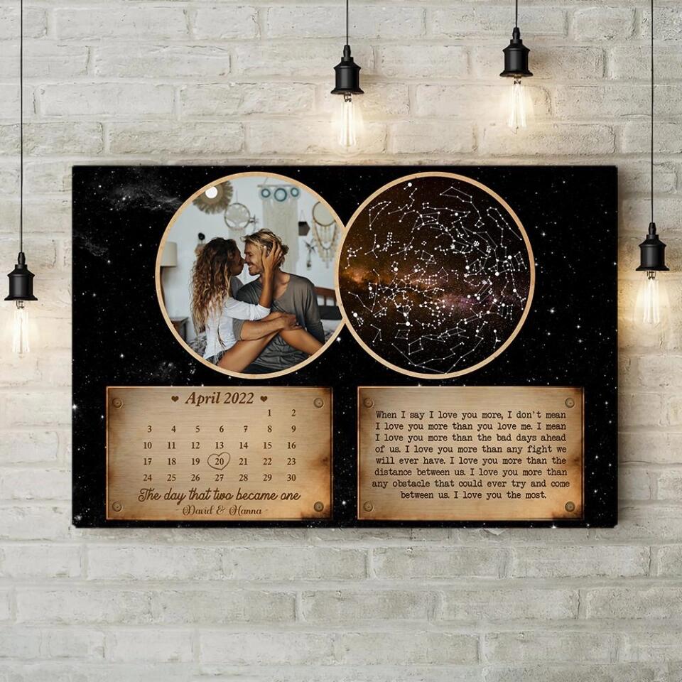 Personalized Valentine Gifts - The Day That Two Become One Custom Star Map Canvas Poster Anniversary Gift For Couples - Image 6
