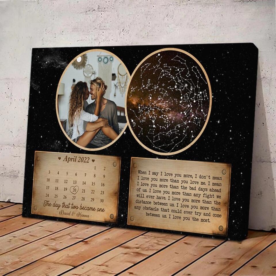 Personalized Valentine Gifts - The Day That Two Become One Custom Star Map Canvas Poster Anniversary Gift For Couples - Image 7