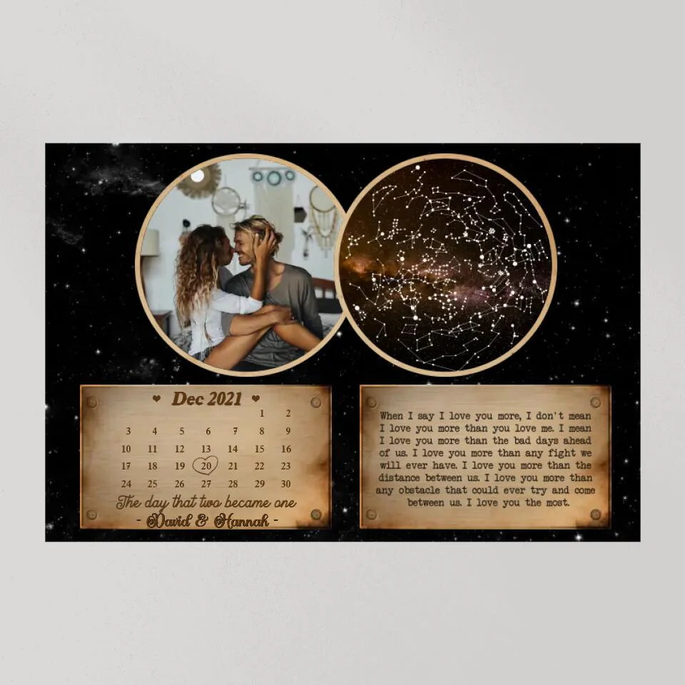 Personalized Valentine Gifts - The Day That Two Become One Custom Star Map Canvas Poster Anniversary Gift For Couples - Image 9