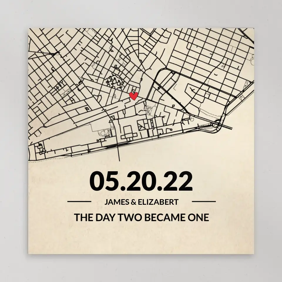 The Day Two Became One - Custom Map Canvas Poster - Anniversary Gift For Couples - Image 6