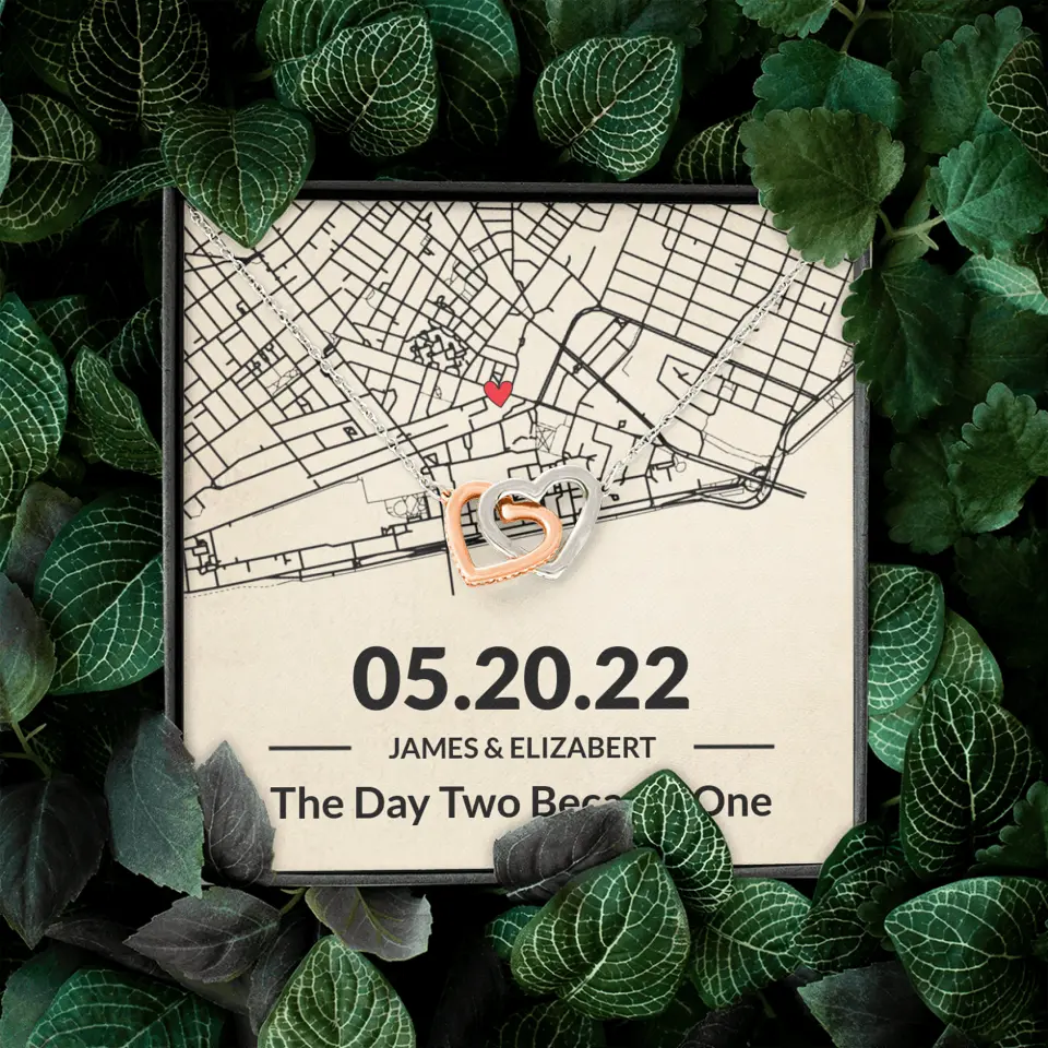 The Day Two Became One - Personalized Map Necklace - Anniversary Gift For Her - Image 18