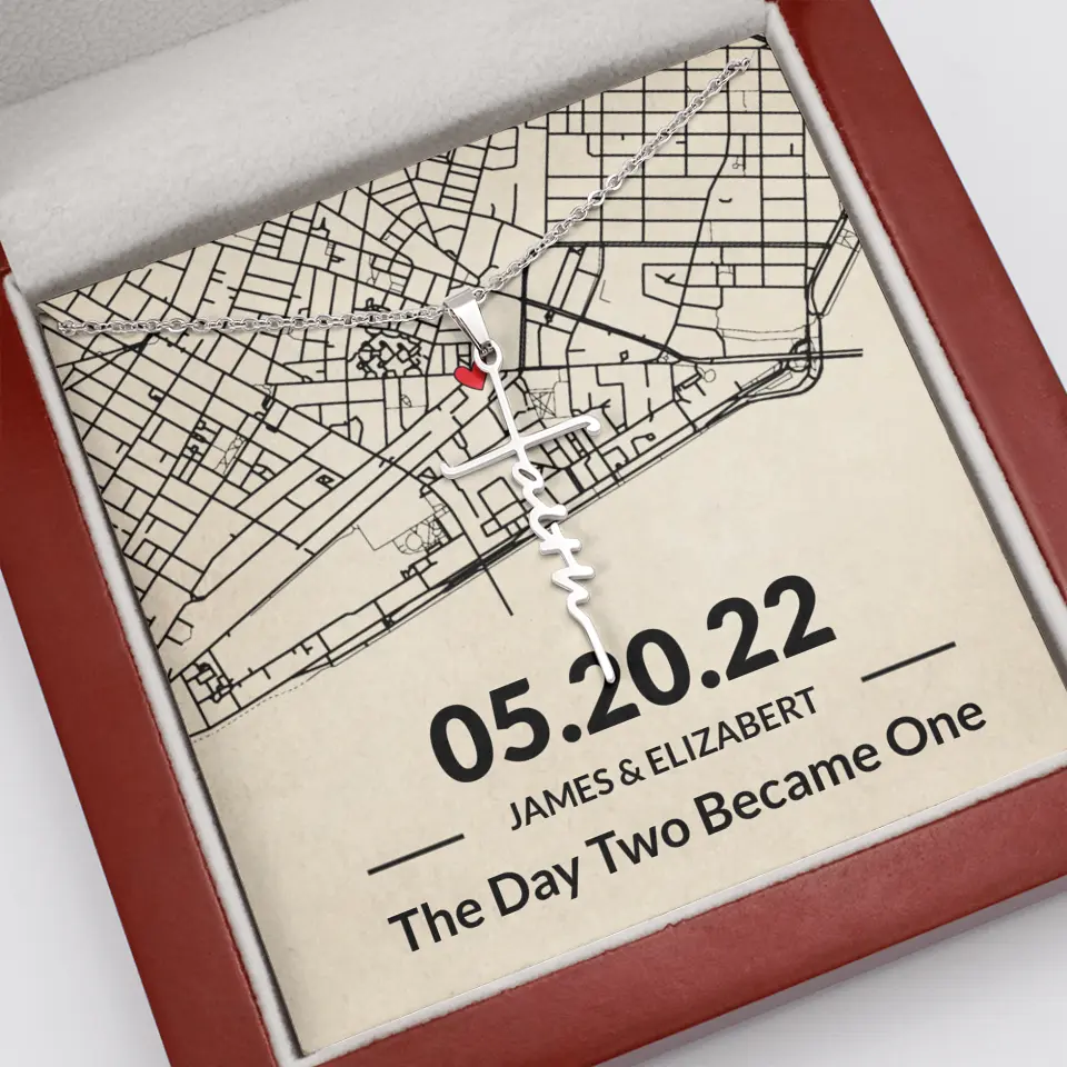 The Day Two Became One - Personalized Map Necklace - Anniversary Gift For Her - Image 47