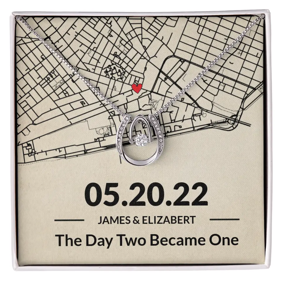 The Day Two Became One - Personalized Map Necklace - Anniversary Gift For Her - Image 48