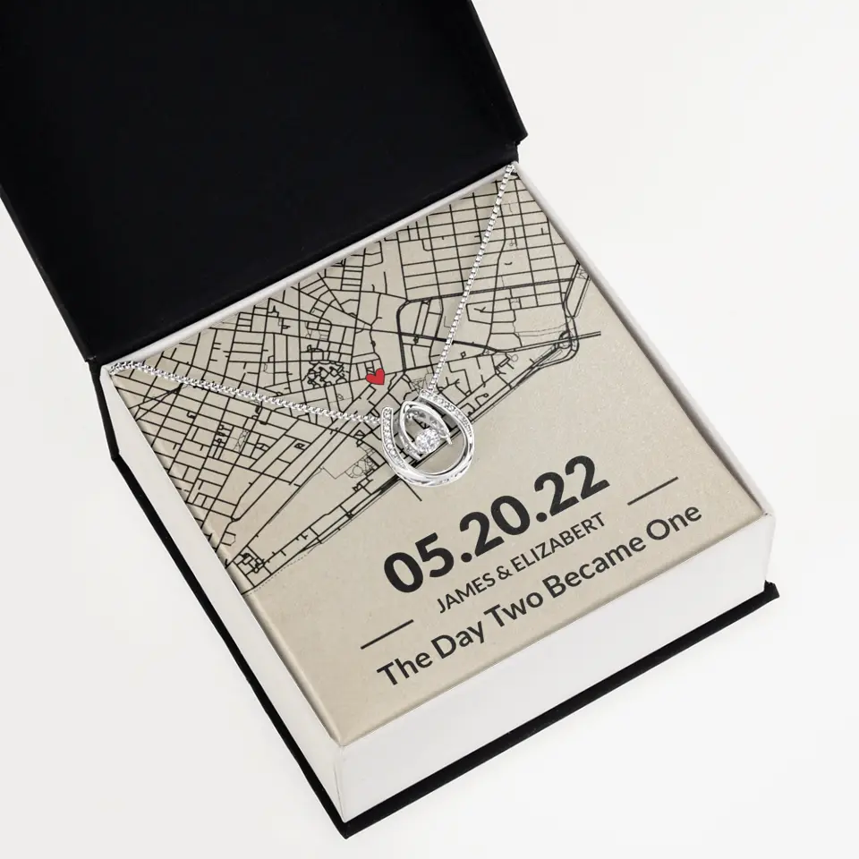 The Day Two Became One - Personalized Map Necklace - Anniversary Gift For Her - Image 51