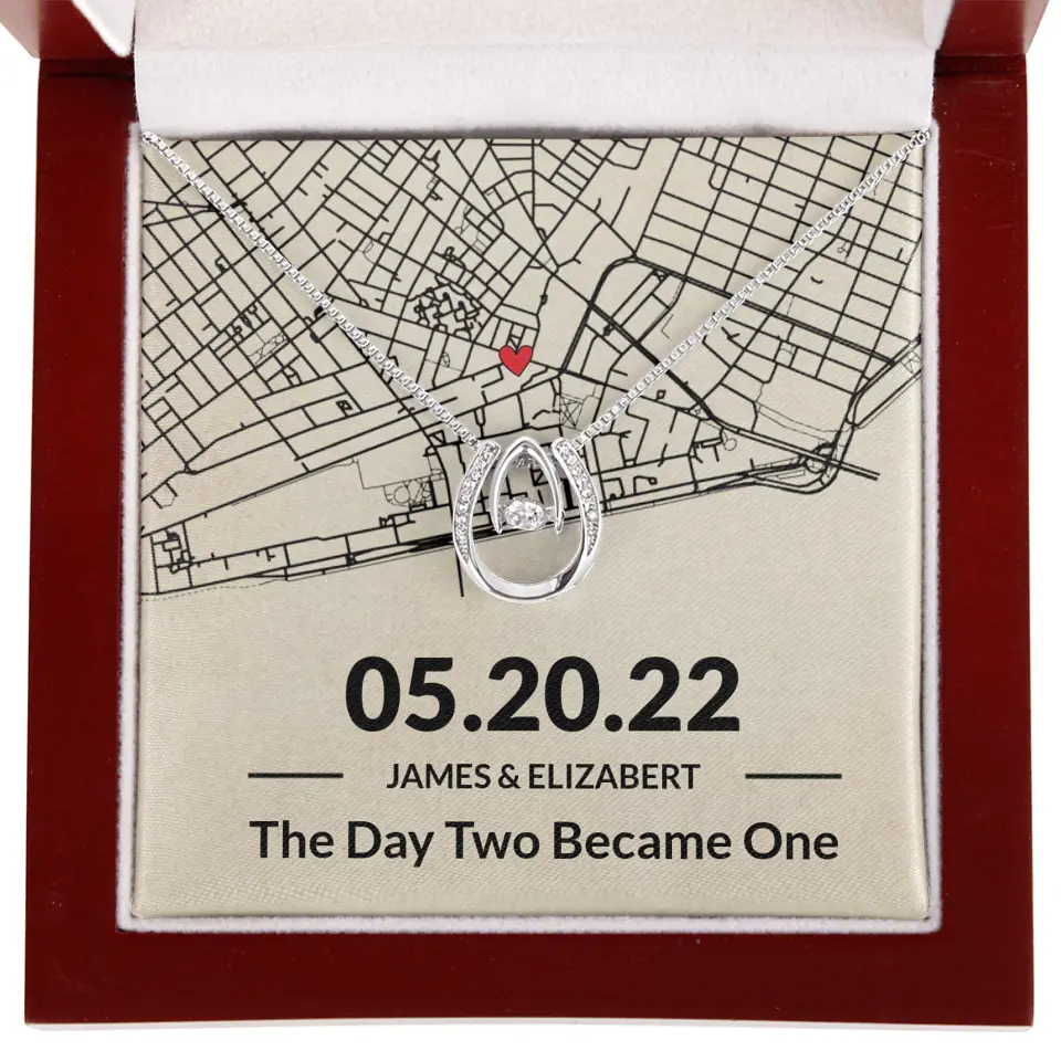 The Day Two Became One - Personalized Map Necklace - Anniversary Gift For Her - Image 56