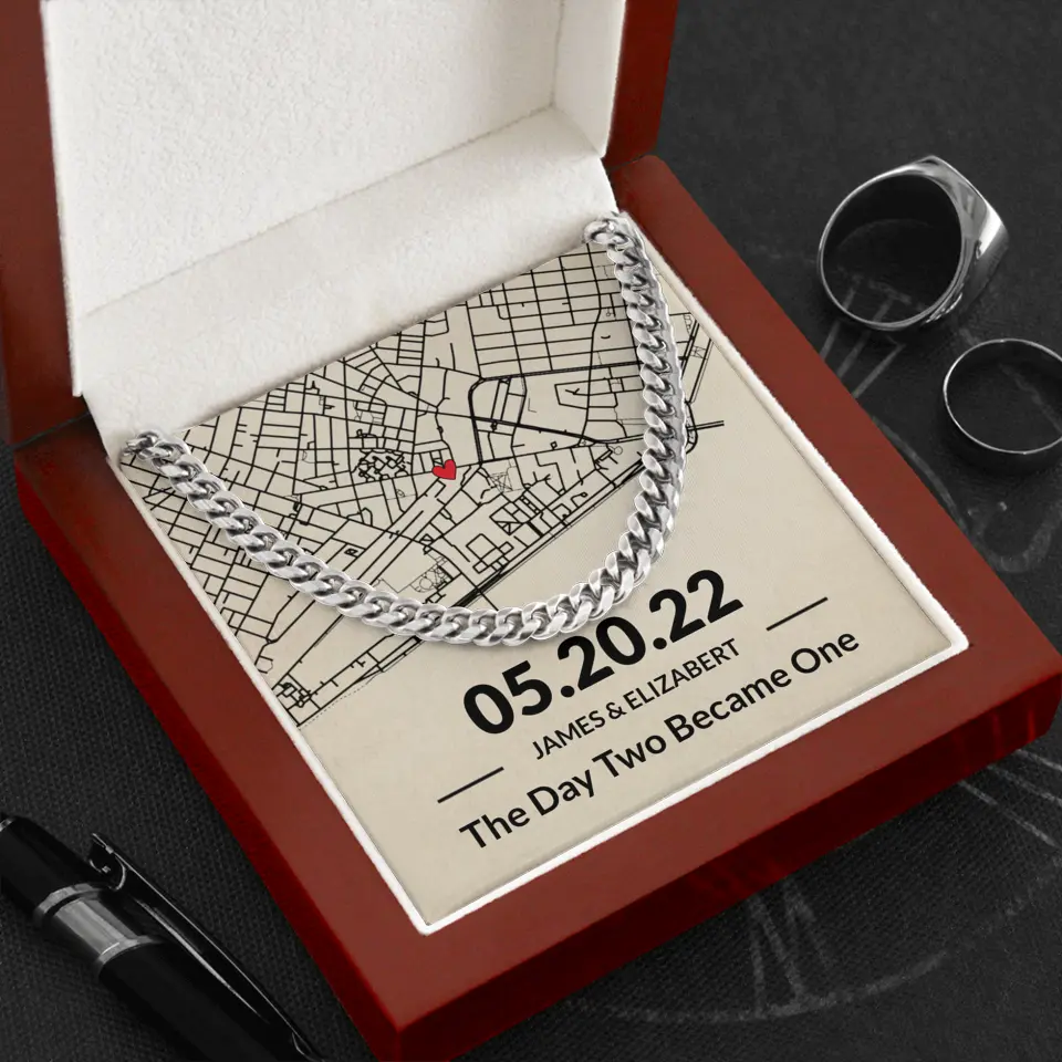 The Day Two Became One - Personalized Map Necklace - Anniversary Gift For Her - Image 66