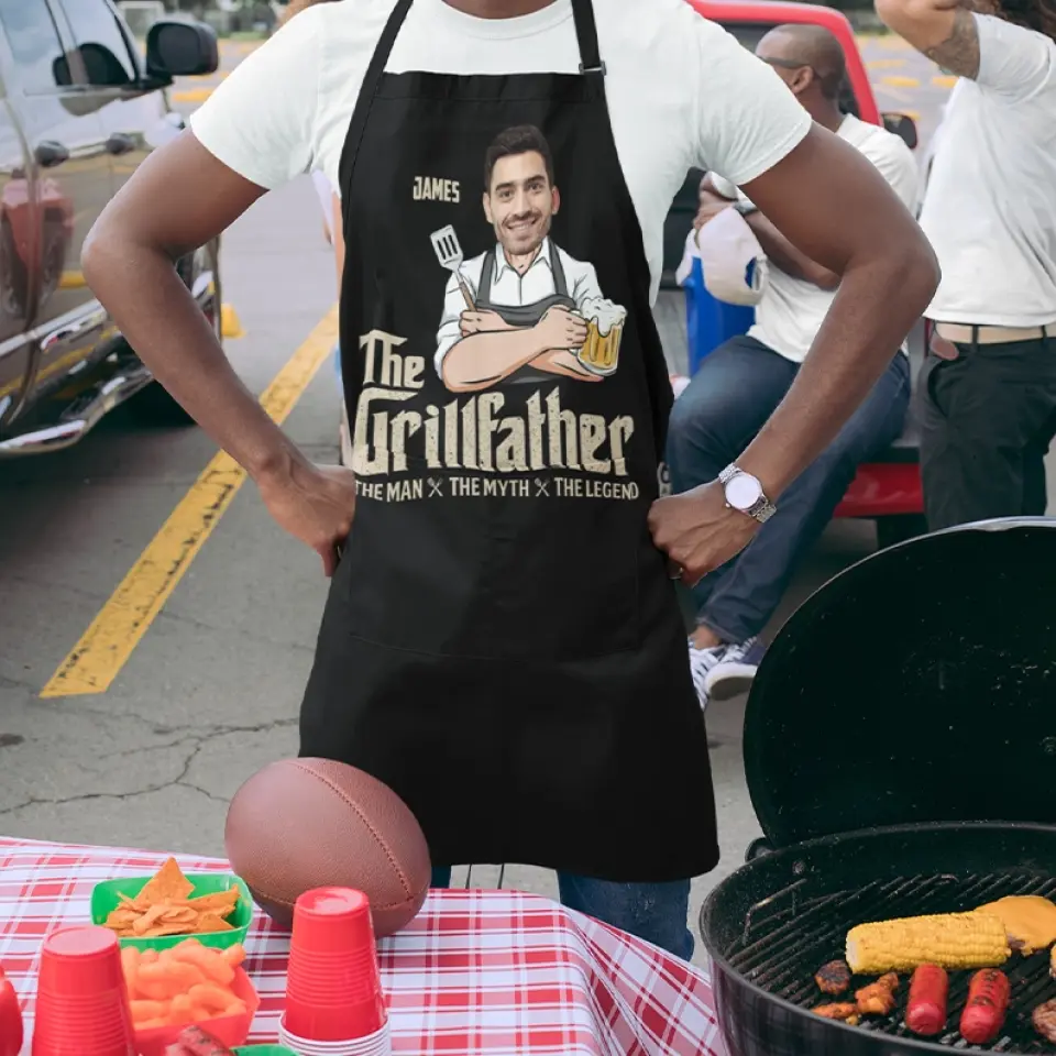 The Grillfather The Man The Myth The Legend - Personalized Apron - Best Gift For Dad Grandpa Husband Uncle - Image 10