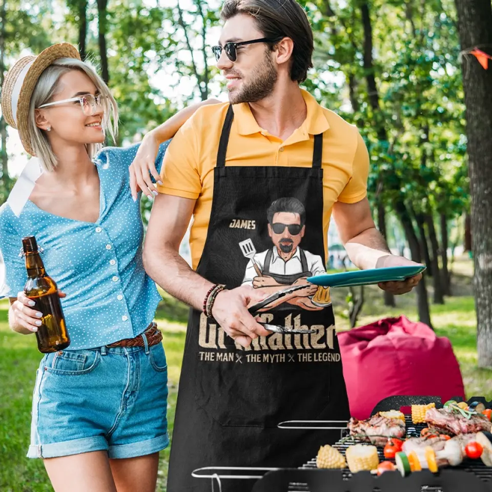 The Grillfather The Man The Myth The Legend - Personalized Apron - Best Gift For Dad Grandpa Husband Uncle - Image 4