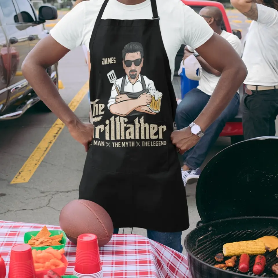The Grillfather The Man The Myth The Legend - Personalized Apron - Best Gift For Dad Grandpa Husband Uncle - Image 5