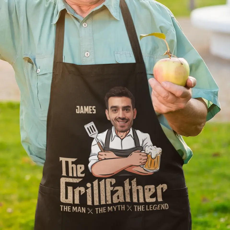 The Grillfather The Man The Myth The Legend - Personalized Apron - Best Gift For Dad Grandpa Husband Uncle - Image 6