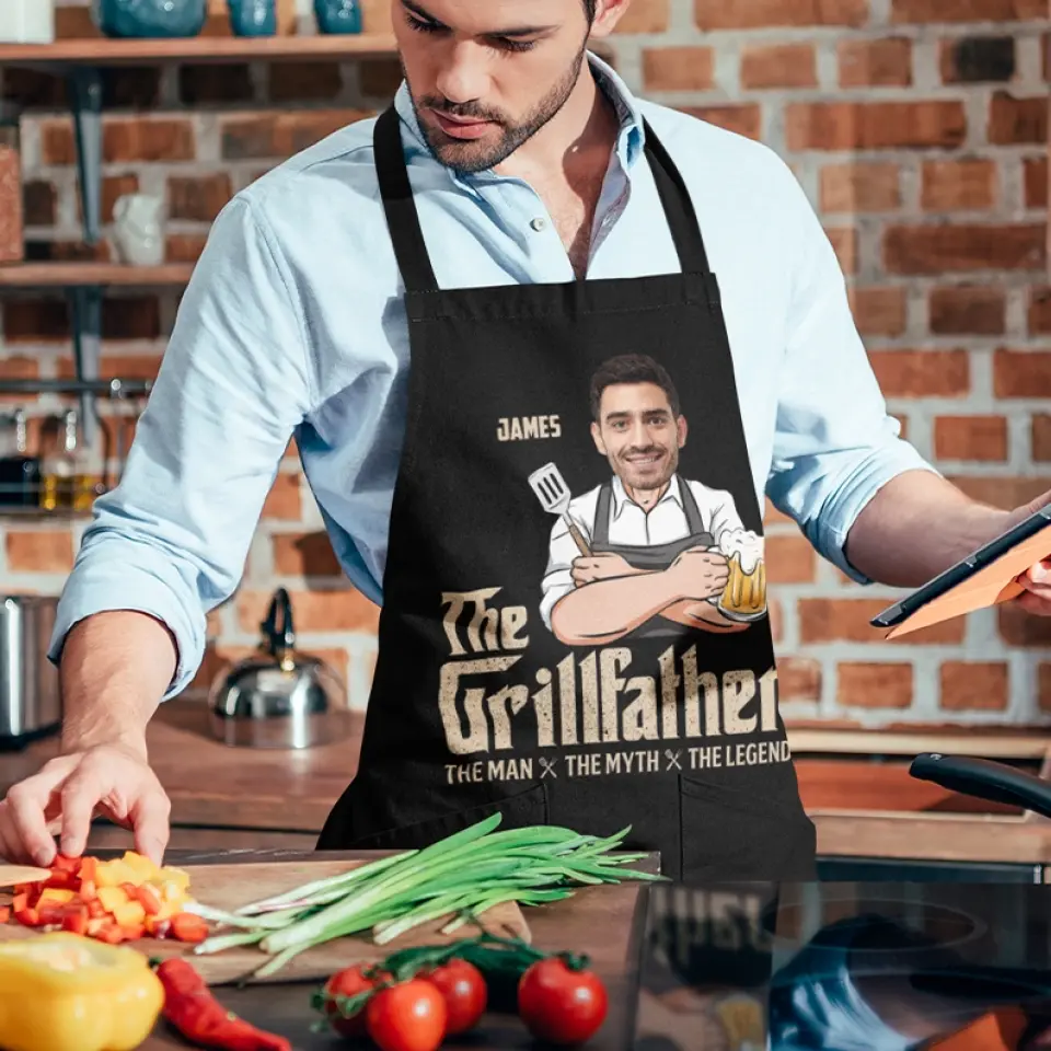 The Grillfather The Man The Myth The Legend - Personalized Apron - Best Gift For Dad Grandpa Husband Uncle - Image 8