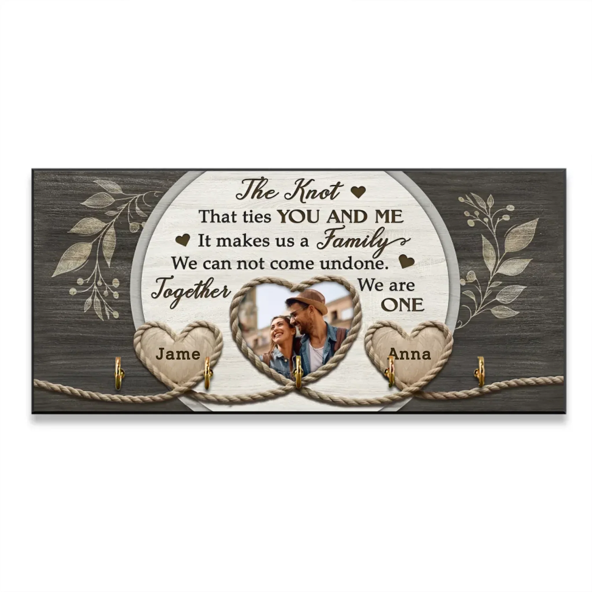 Couple Wooden Sign The Knot Custom Photo Gifts For Couple - Personalized Wooden Key Holder - Couple Home Decor - Valentine Gifts - Image 3