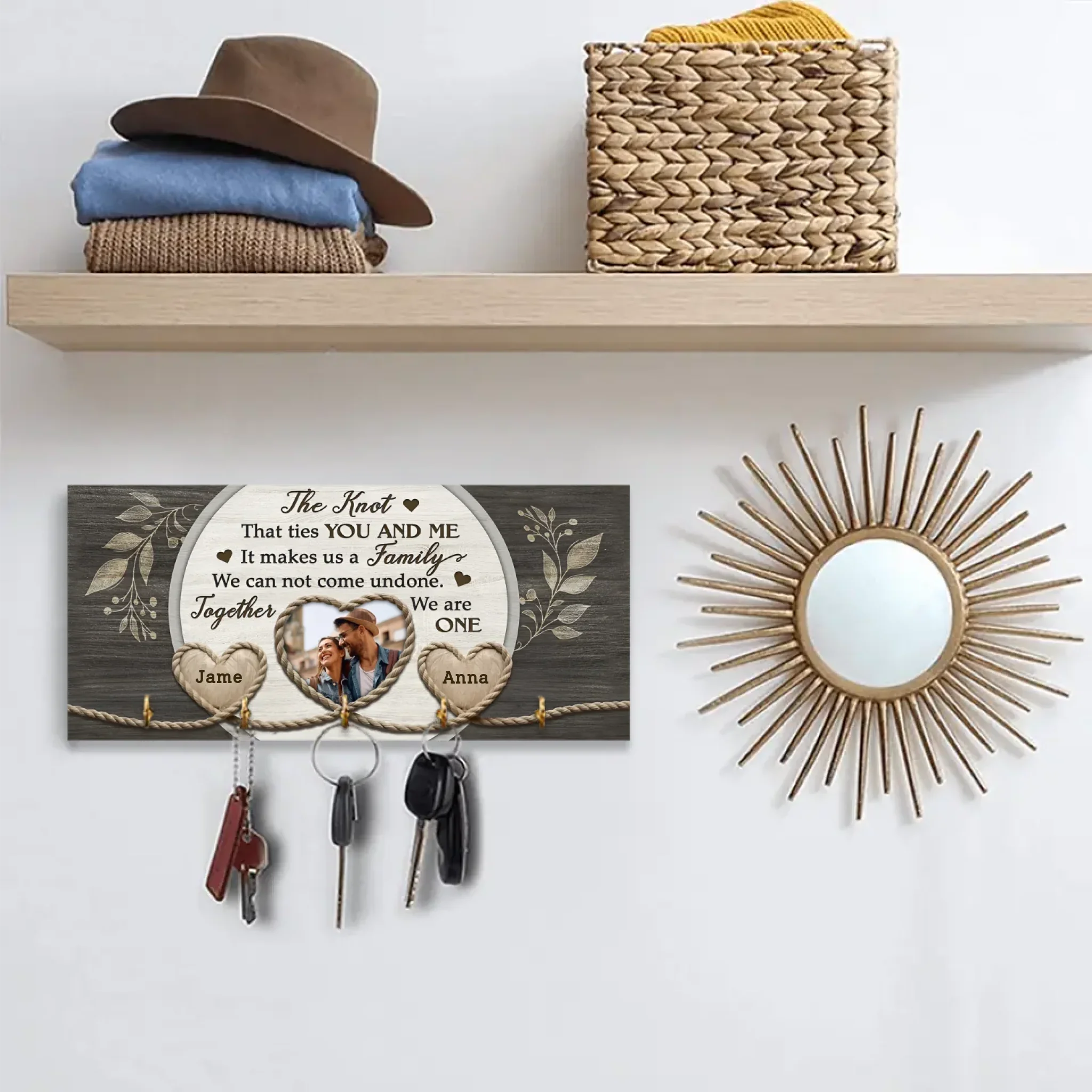 Couple Wooden Sign The Knot Custom Photo Gifts For Couple - Personalized Wooden Key Holder - Couple Home Decor - Valentine Gifts - Image 5