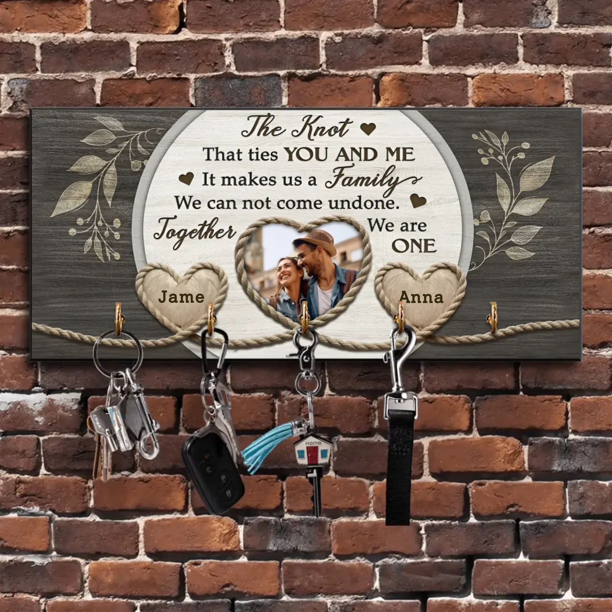 Couple Wooden Sign The Knot Custom Photo Gifts For Couple - Personalized Wooden Key Holder - Couple Home Decor - Valentine Gifts - Image 6