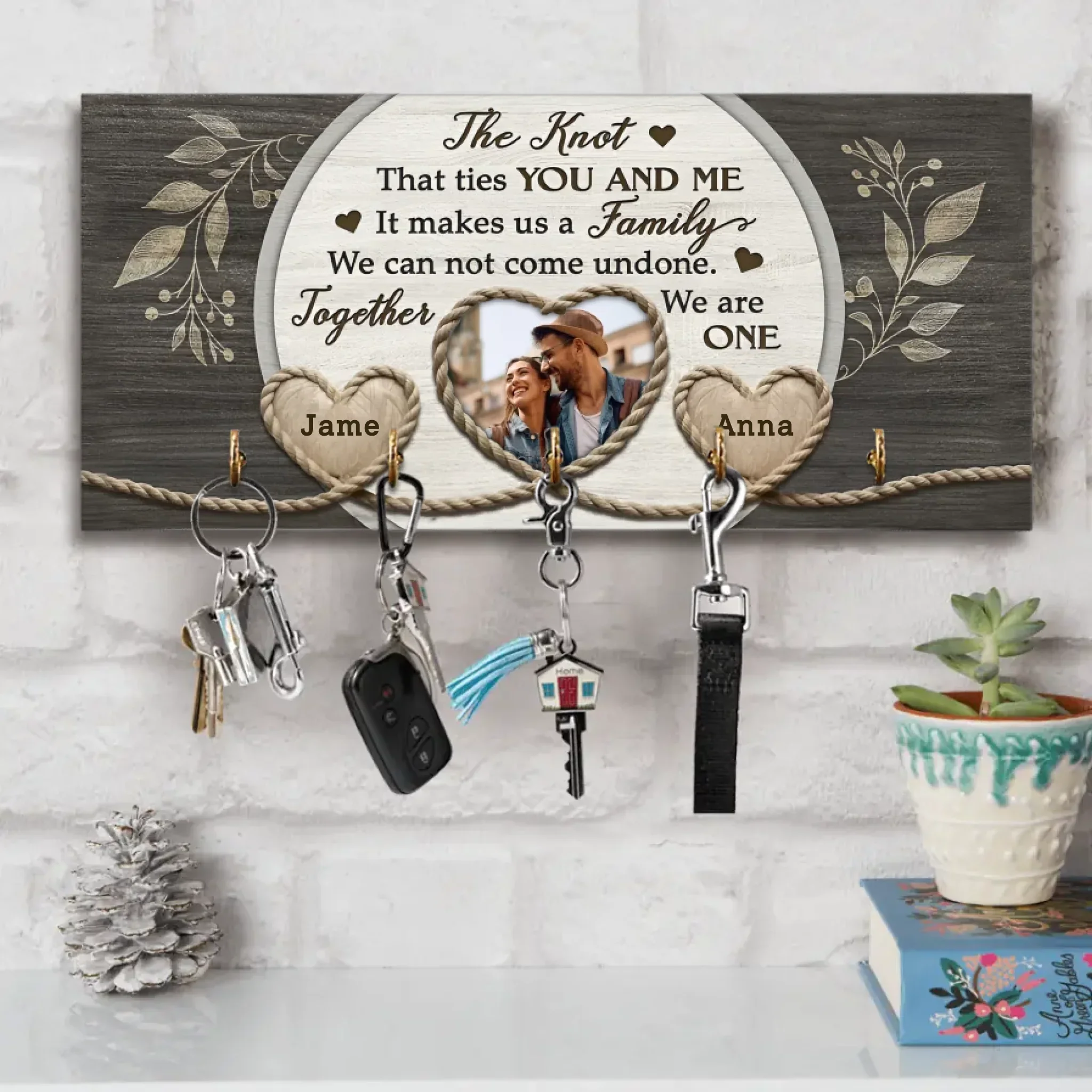 Couple Wooden Sign The Knot Custom Photo Gifts For Couple - Personalized Wooden Key Holder - Couple Home Decor - Valentine Gifts - Image 7