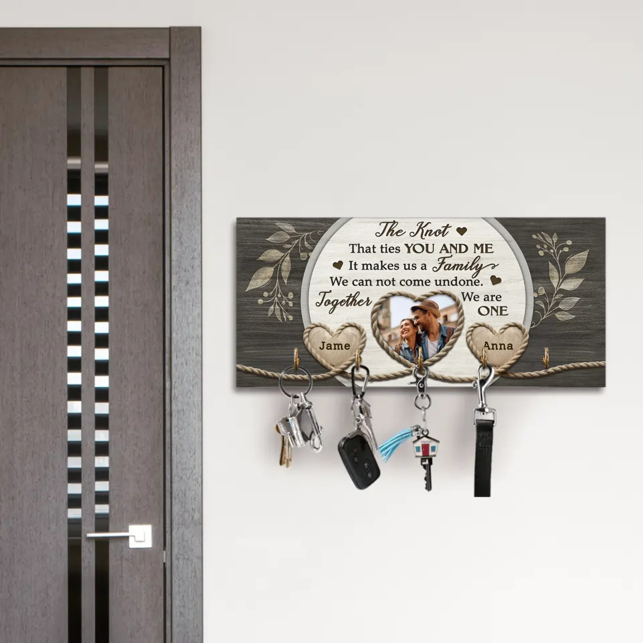 Couple Wooden Sign The Knot Custom Photo Gifts For Couple - Personalized Wooden Key Holder - Couple Home Decor - Valentine Gifts - Image 8