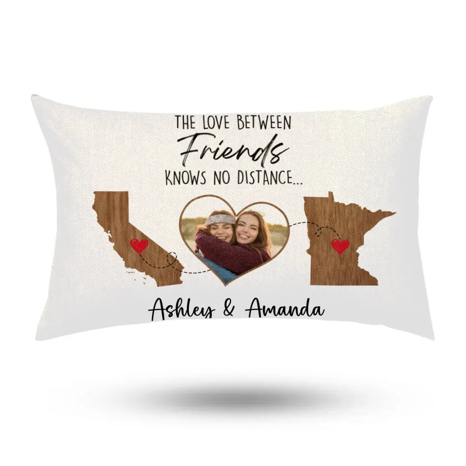 The Love Between Friends Moving Away Personalized Rectangular Pillow - Image 2
