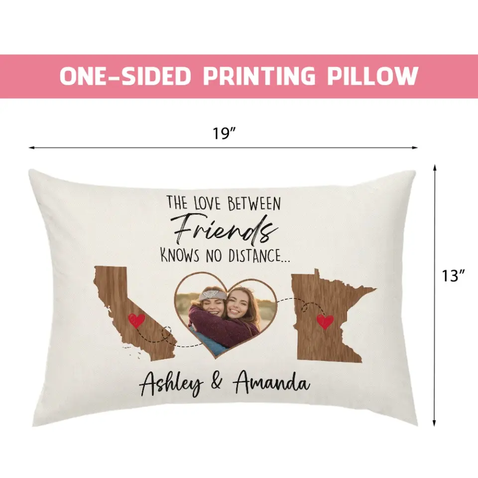 The Love Between Friends Moving Away Personalized Rectangular Pillow - Image 3