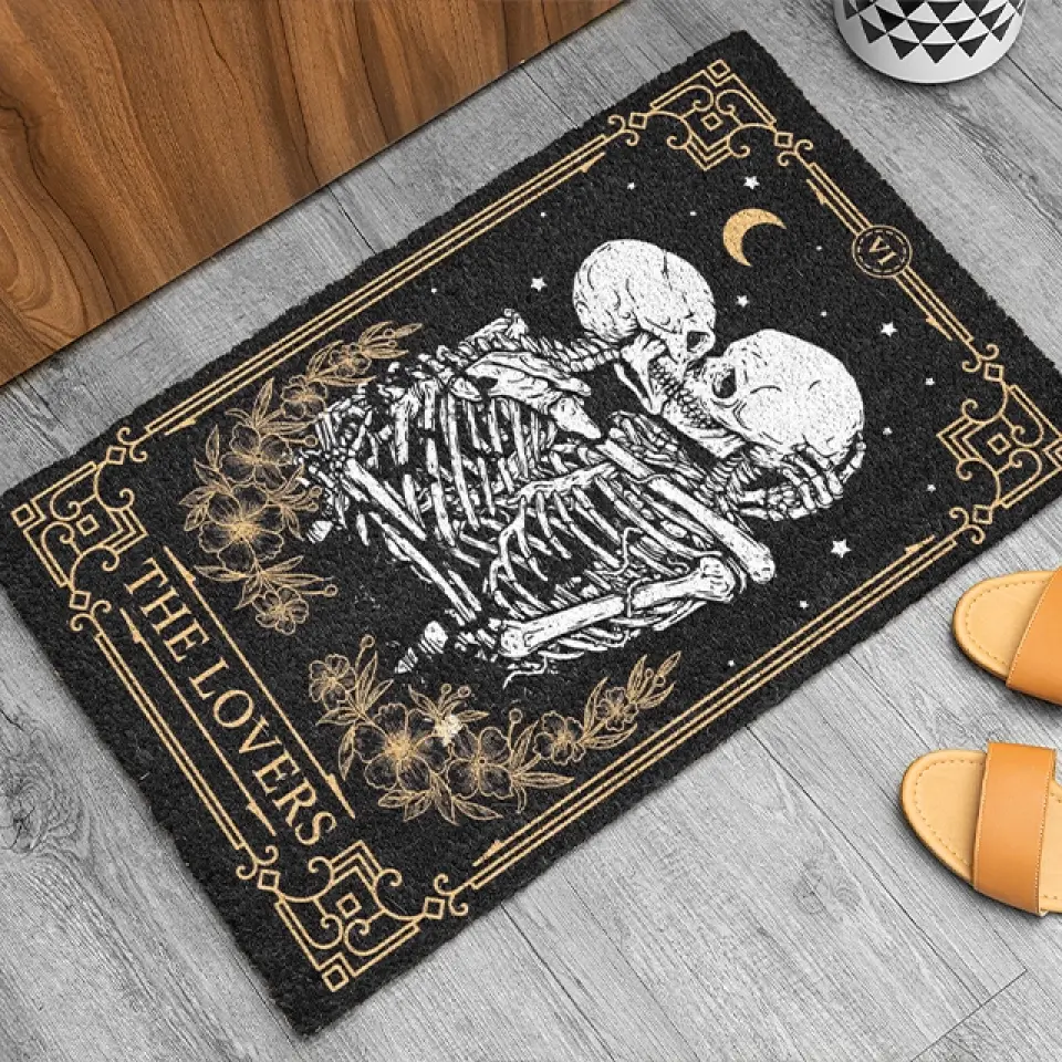 The Lovers Tarot Card Skeleton - Doormat - Halloween Gift For Wedding Couple - Image 5