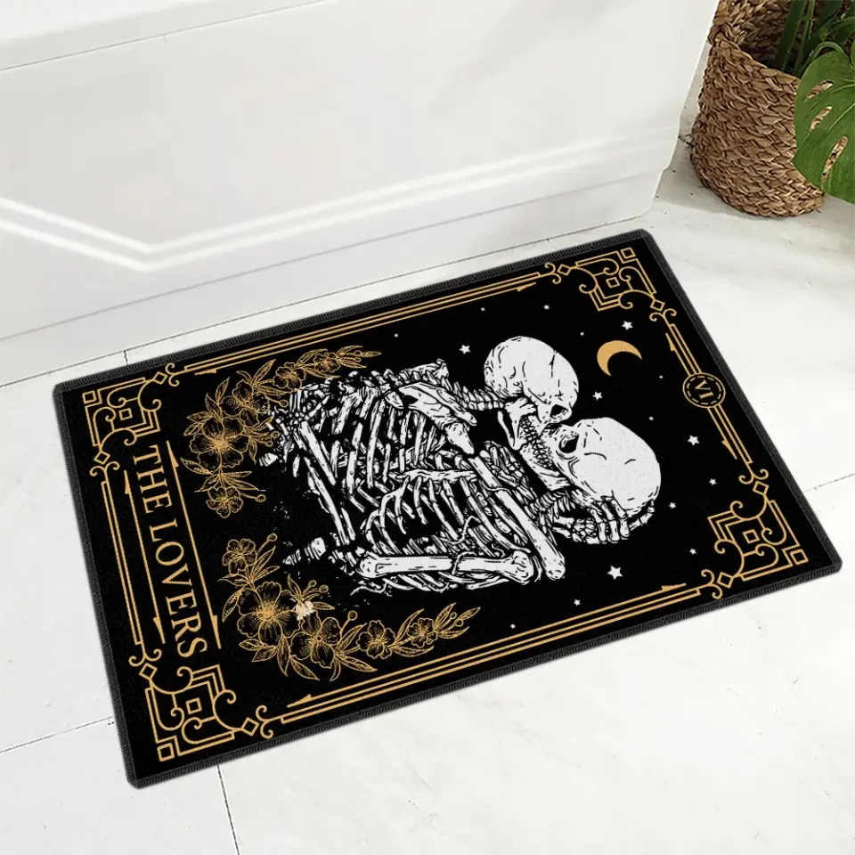The Lovers Tarot Card Skeleton - Doormat - Halloween Gift For Wedding Couple - Image 6