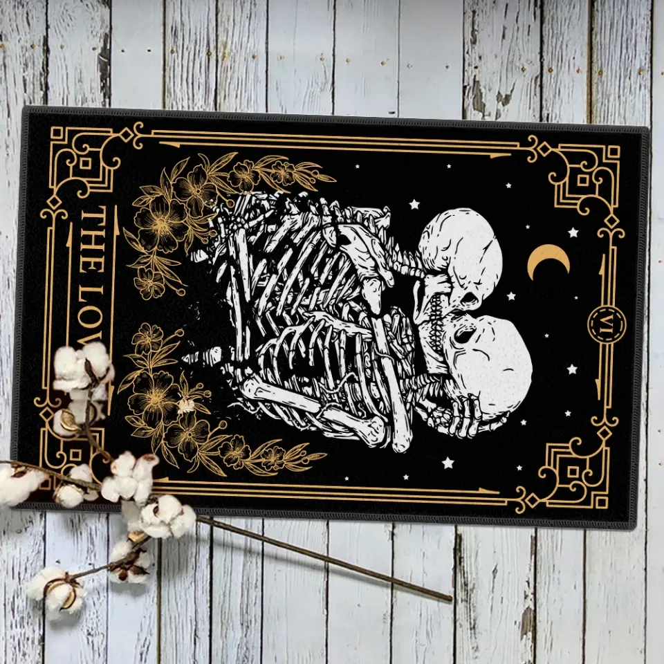 The Lovers Tarot Card Skeleton - Doormat - Halloween Gift For Wedding Couple - Image 7