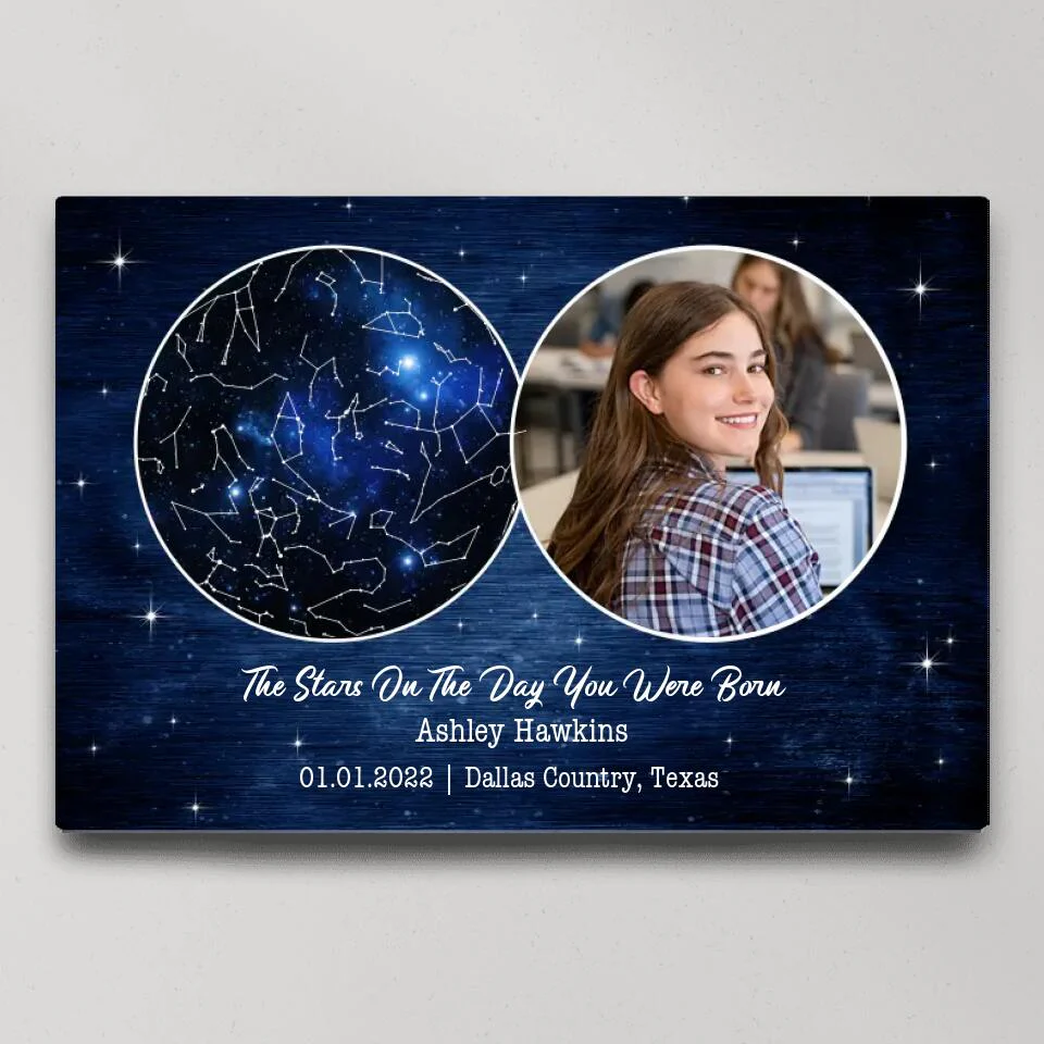 The Stars On The Day You Were Born Custom Canvas Poster Birthday Gifts For Him For Her - Image 2