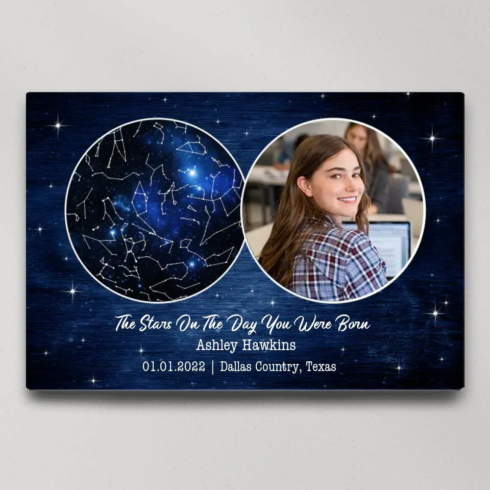 The Stars On The Day You Were Born Custom Canvas Poster Birthday Gifts For Him For Her - Image 4