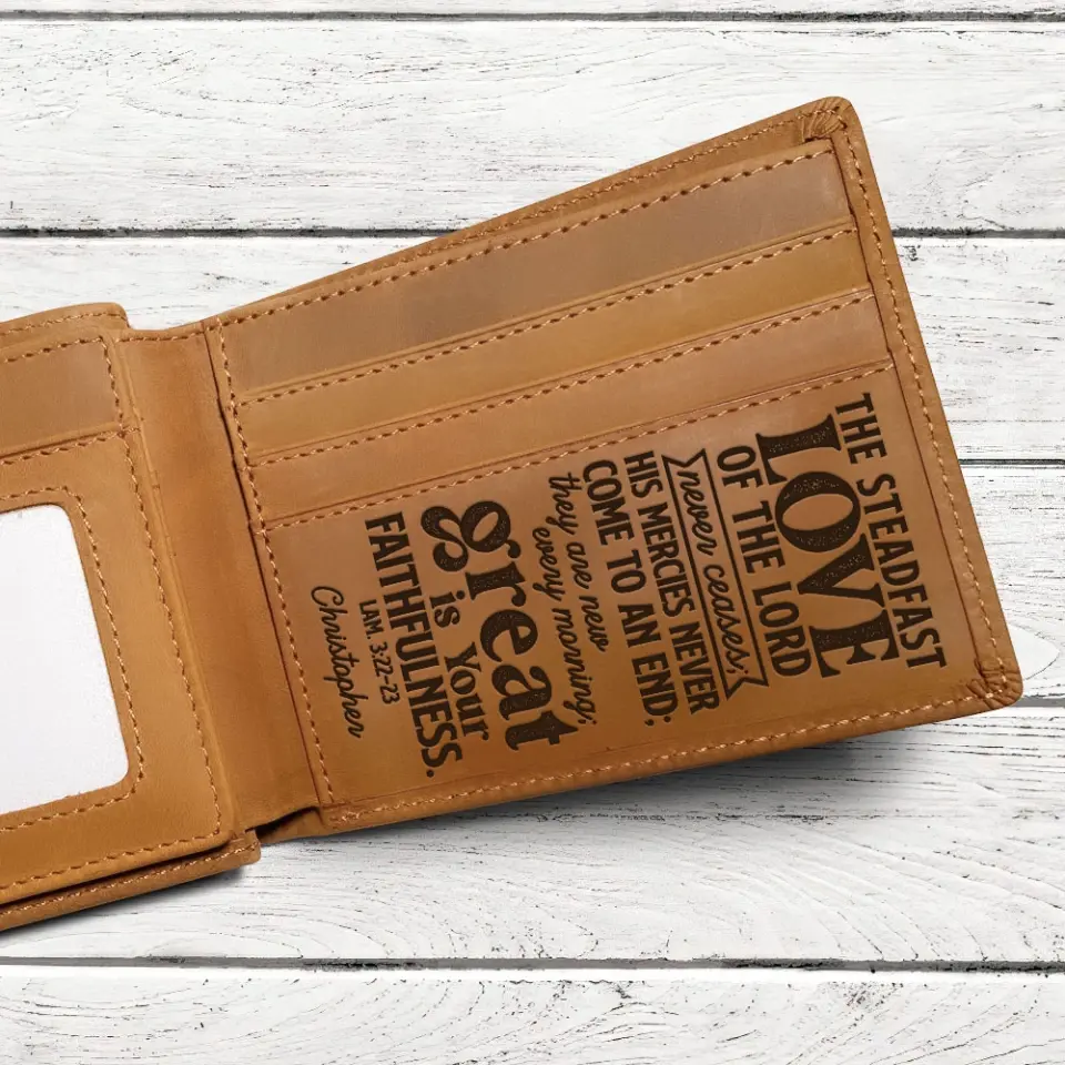 The Steadfast Love Of The Lord Personalized Engraved Leather Wallet Confirmation Gifts - Image 6