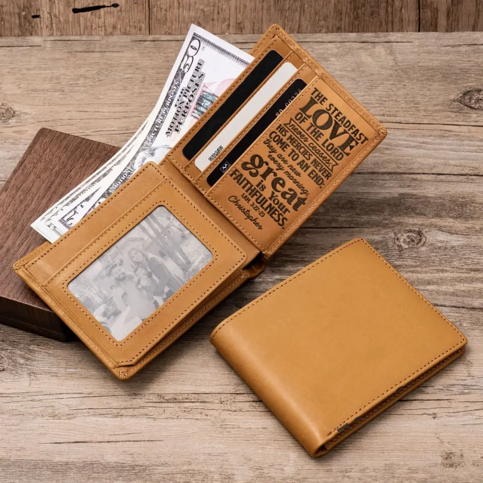 The Steadfast Love Of The Lord Personalized Engraved Leather Wallet Confirmation Gifts - Image 8