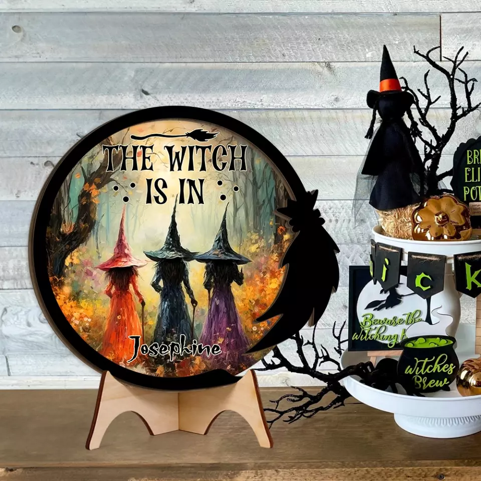 The Witch Is In - 2 Layered Art Wooden Piece - Gift for Witch Lovers, Halloween Gift - Image 3