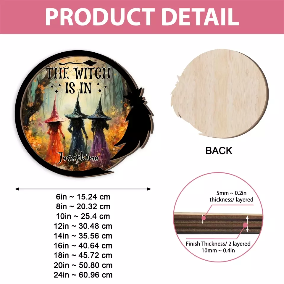 The Witch Is In - 2 Layered Art Wooden Piece - Gift for Witch Lovers, Halloween Gift - Image 8